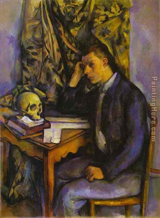 Young Man with a Skull painting - Paul Cezanne Young Man with a Skull art painting
